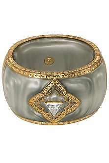 Gold Plated Grey Ellipsis Bangle
