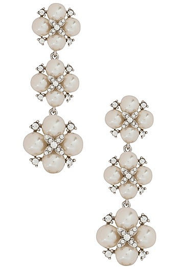 Rhodium Plated Pearl Dangler Earrings
