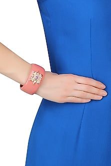 Rhodium Plated Coral Star Design Bangle
