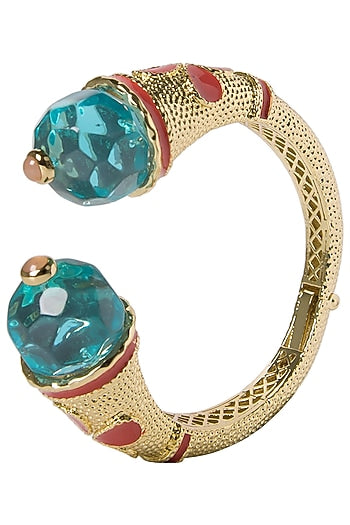 Aqua Blue and Red Cathedral Open Bangle