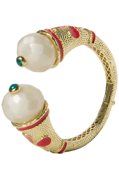 White and Red Cathedral Open Bangle