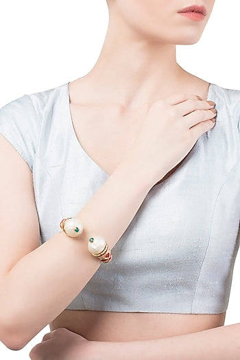 White and Red Cathedral Open Bangle