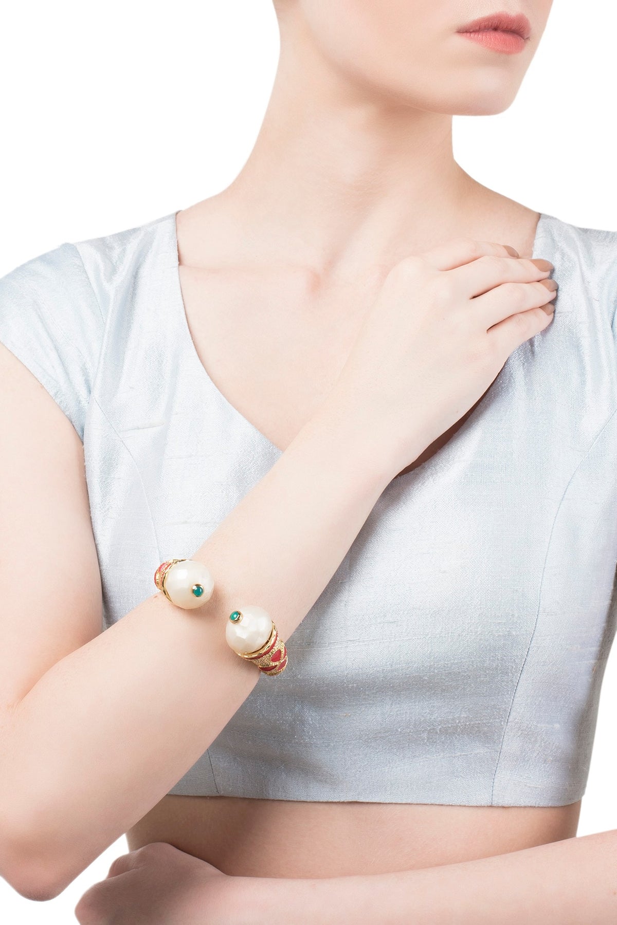 White and Red Cathedral Open Bangle