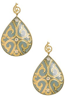 Seafoam and Gold Fat Filigree Earrings