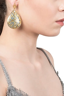 Seafoam and Gold Fat Filigree Earrings