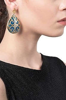 Royal Blue and Gold Fat Filigree Earrings