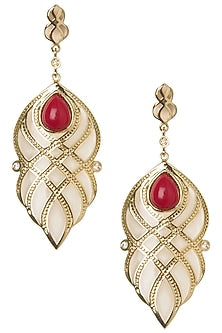 White and Red Curve Lines Earrings