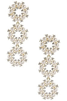 Gold Plated Tiered Pearl Dangler Earrings