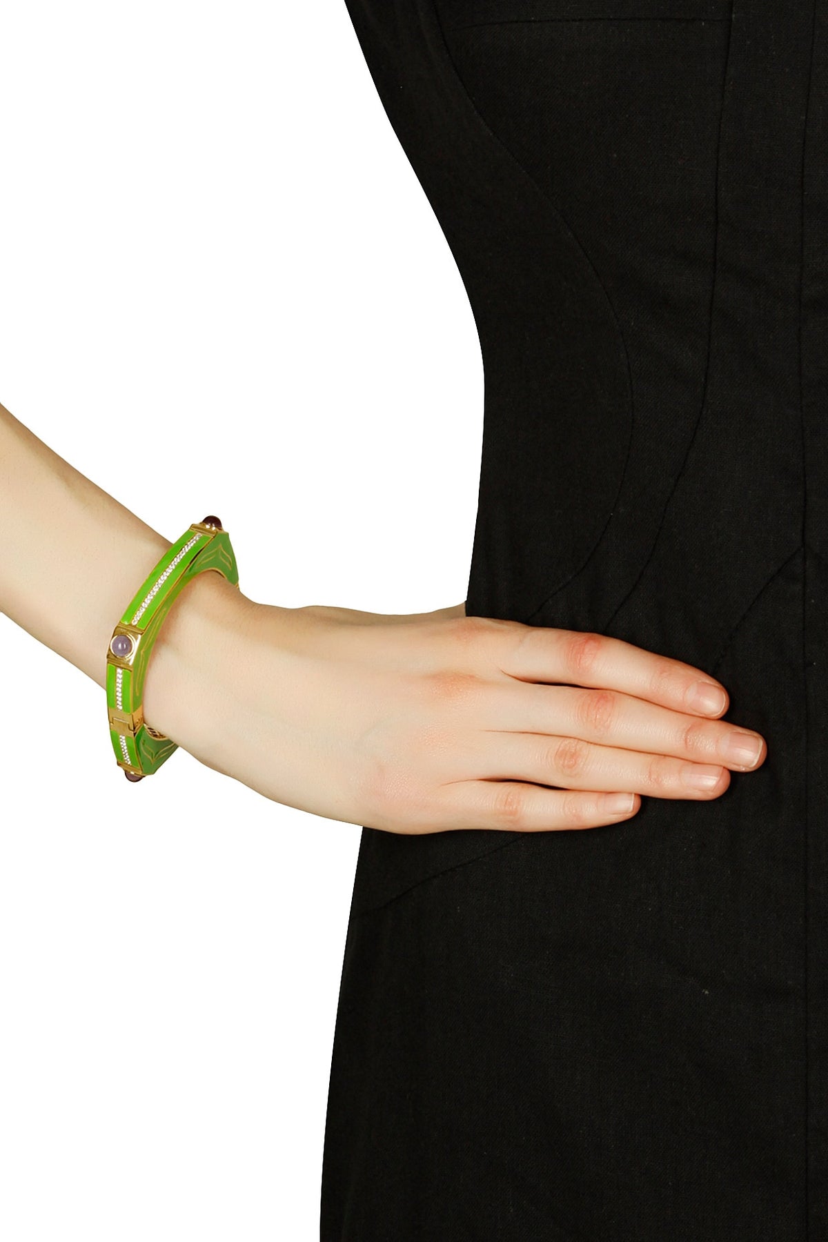 Green square enamel bangle