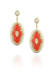 Ivory and coral victoria enamel earrings