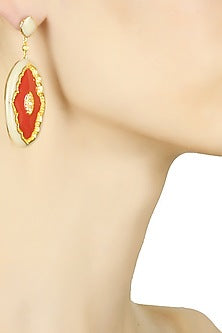 Ivory and coral victoria enamel earrings