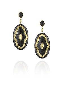 Pewter and black victoria enamel earrings