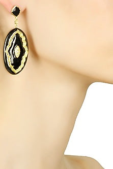 Pewter and black victoria enamel earrings