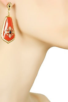 Coral chantilly vintage earrings