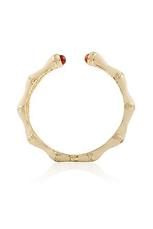Gold Plated Ivory Enamel Bamboo Bracelet