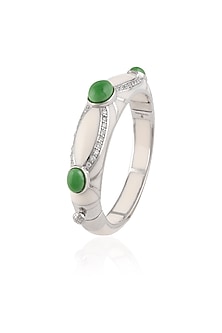 Ivory Resin Classic Three Green Stones Bangle