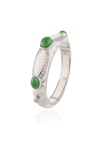 Ivory Resin Classic Three Green Stones Bangle