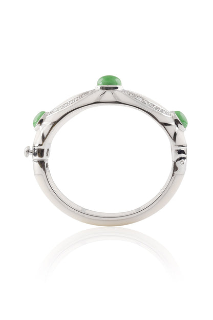 Ivory Resin Classic Three Green Stones Bangle