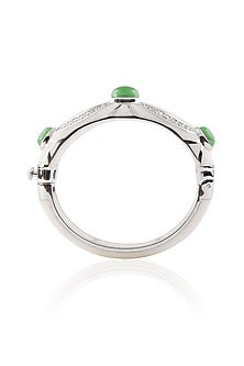 Ivory Resin Classic Three Green Stones Bangle
