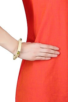 Gold Plated Ivory Enamel Square Bracelet