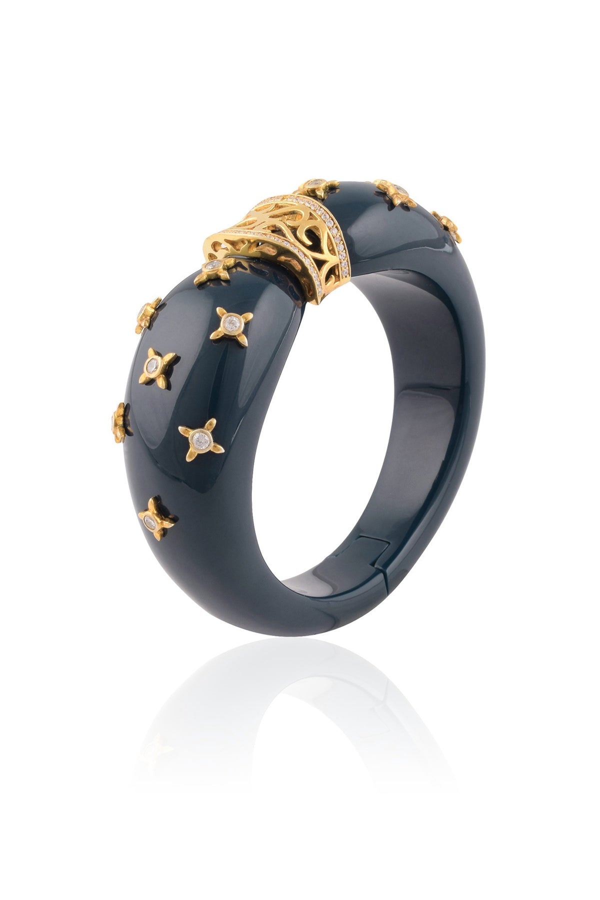 Gold Plated Blue Resin Confetti Pattern Bracelet