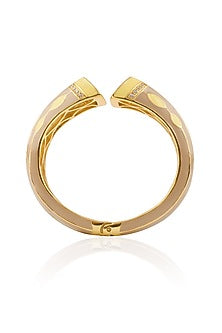 Gold Plated Khakhi And Yellow Enamel Colossal Bangle