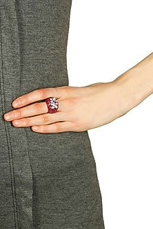 Rhodium plated purple resin twinkle star ring