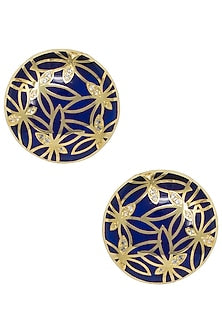 Gold Plated Blue Butterfly Stud Earrings