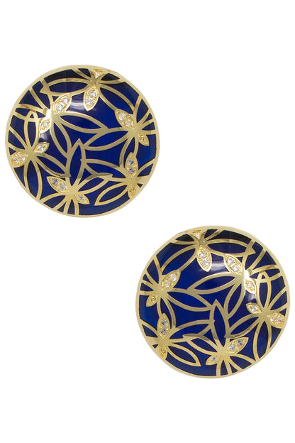 Gold Plated Blue Butterfly Stud Earrings