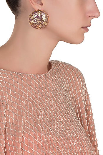 Gold Plated Pink Butterfly Stud Earrings