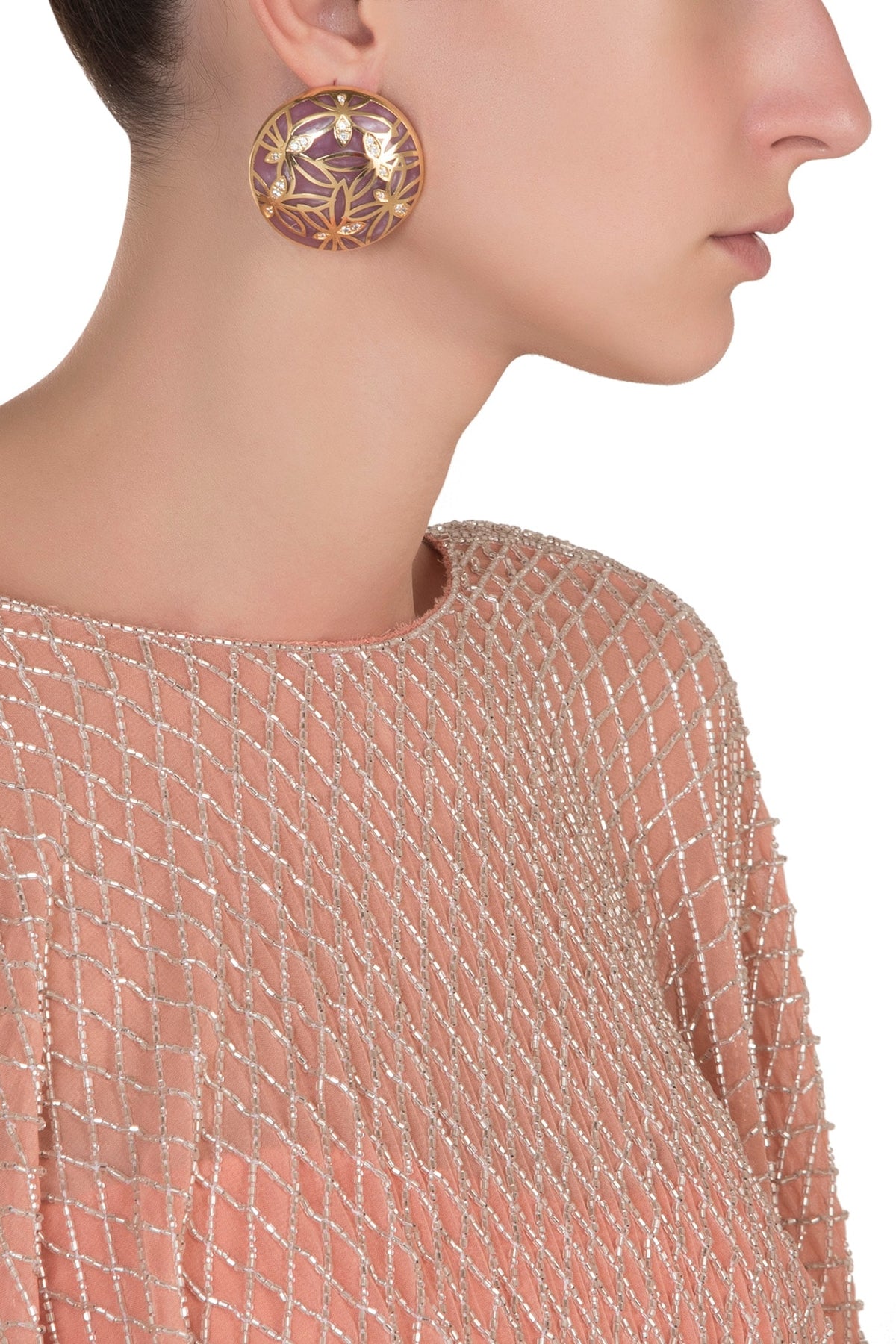 Gold Plated Pink Butterfly Stud Earrings