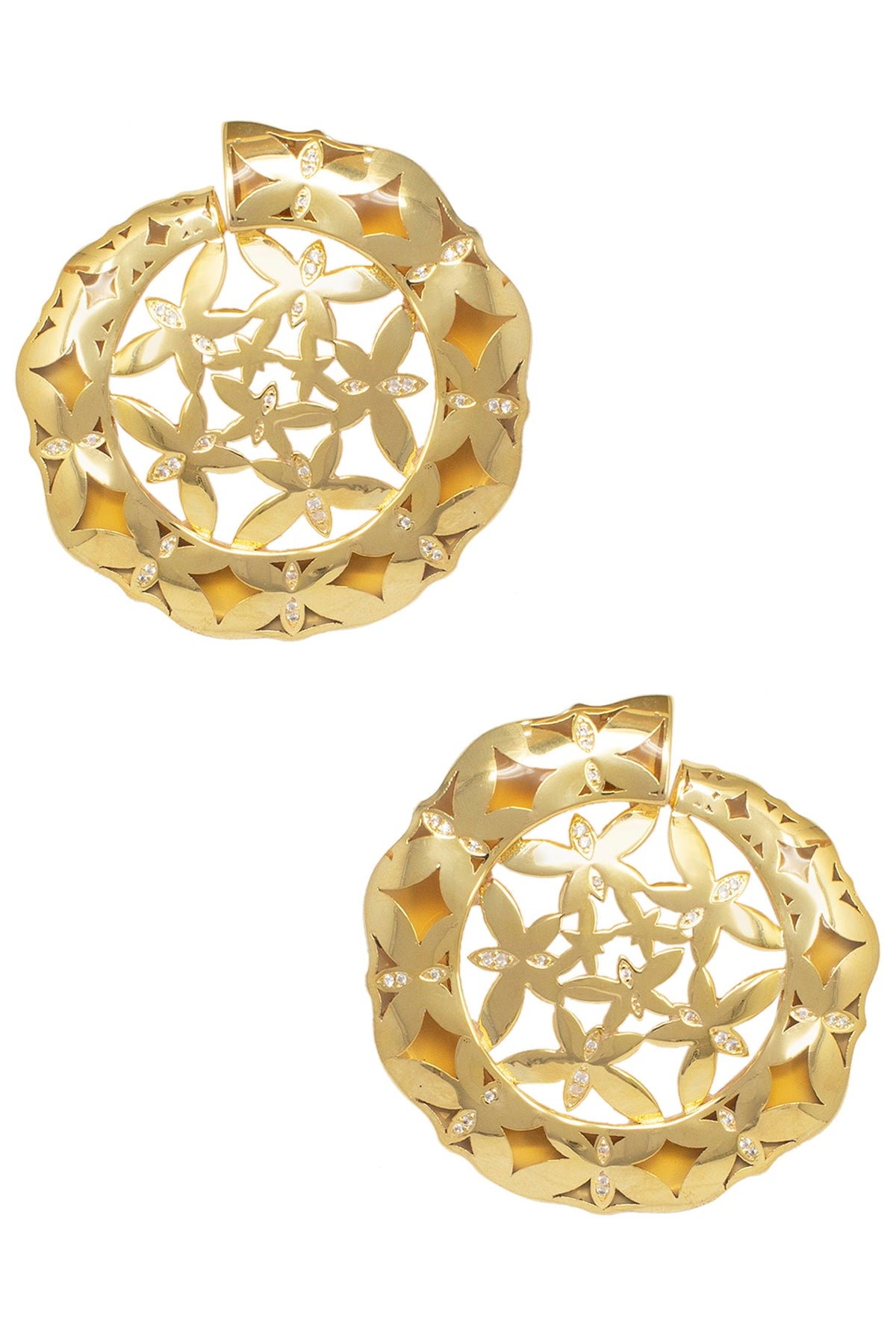 Gold Plated Amber Stud Earrings