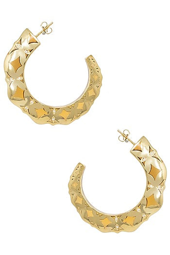 Gold Plated Amber Hoop Earrings