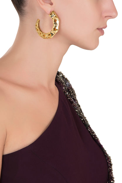 Gold Plated Amber Hoop Earrings