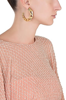 Gold Plated Red Hoop Earrings