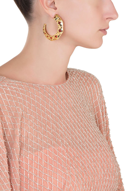 Gold Plated Red Hoop Earrings