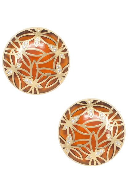Gold Plated Amber Butterfly Stud Earrings