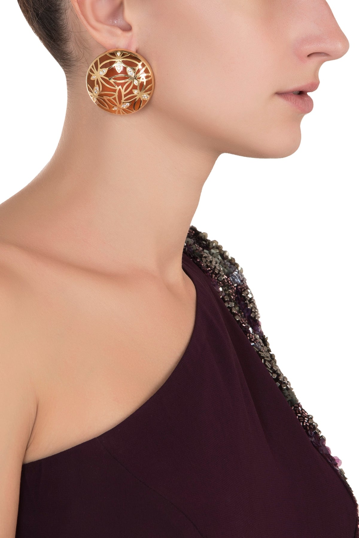 Gold Plated Amber Butterfly Stud Earrings