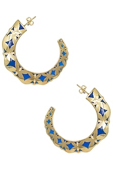 Gold Plated Blue Hoop Earrings