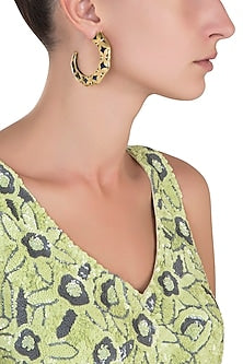 Gold Plated Blue Hoop Earrings