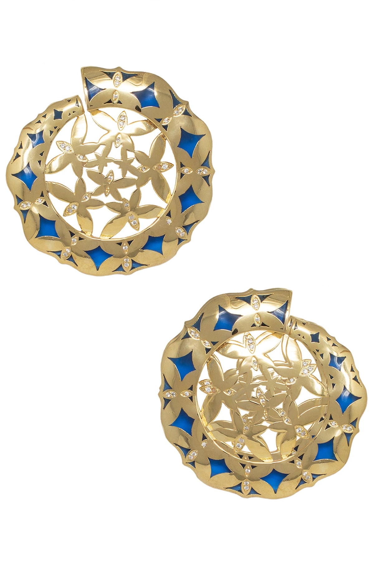 Gold Plated Blue Stud Earrings