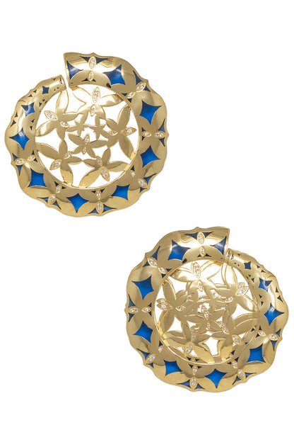 Gold Plated Blue Stud Earrings