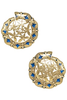 Gold Plated Blue Stud Earrings
