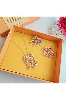 Gold Plated Beaded Necklace Set In Gift Box