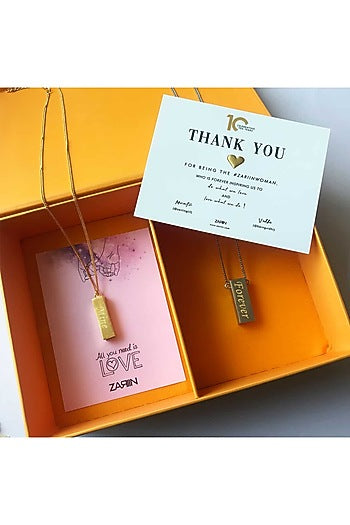 Gold Plated Couple Pendant Necklace (Set of 2)
