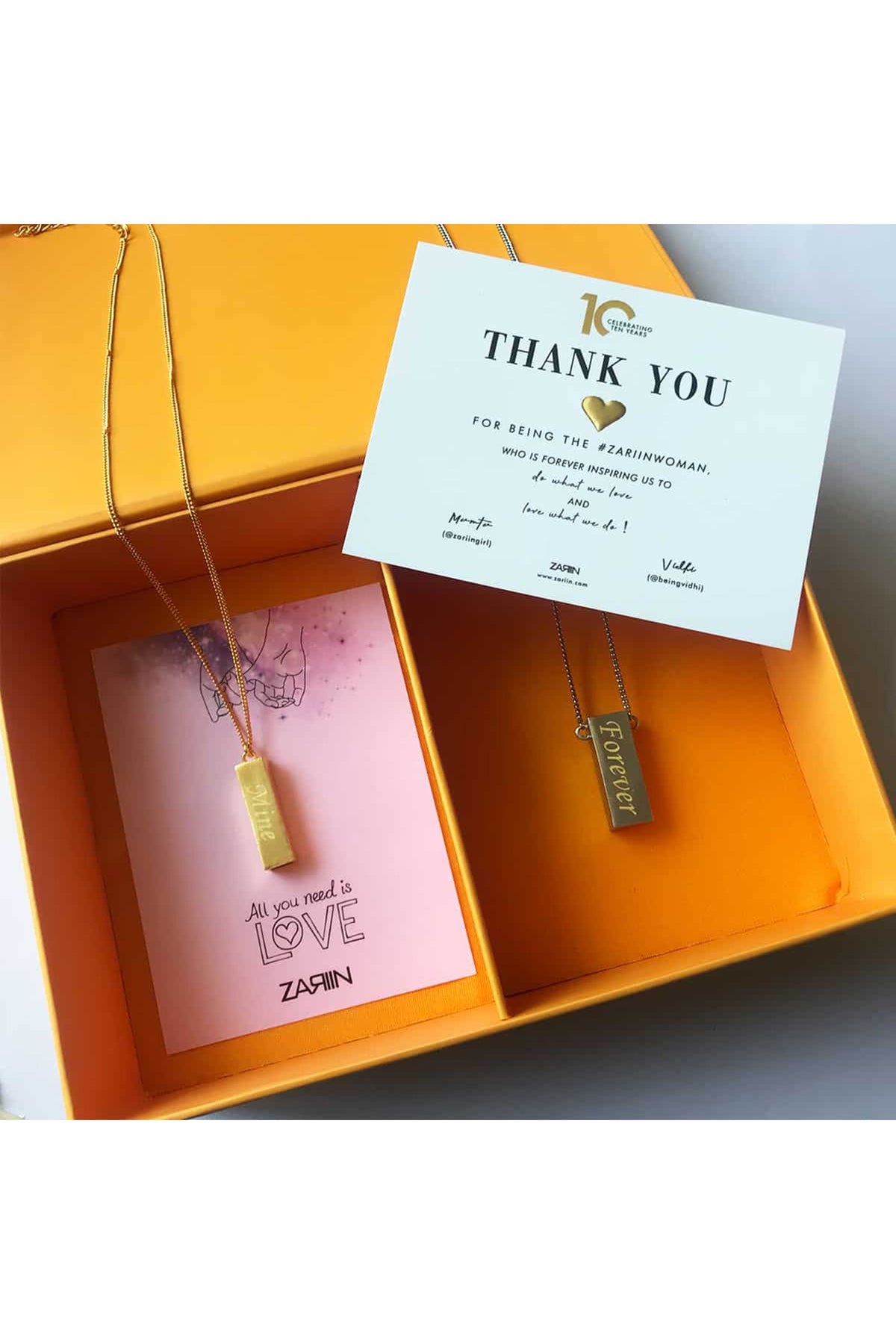 Gold Plated Couple Pendant Necklace (Set of 2)