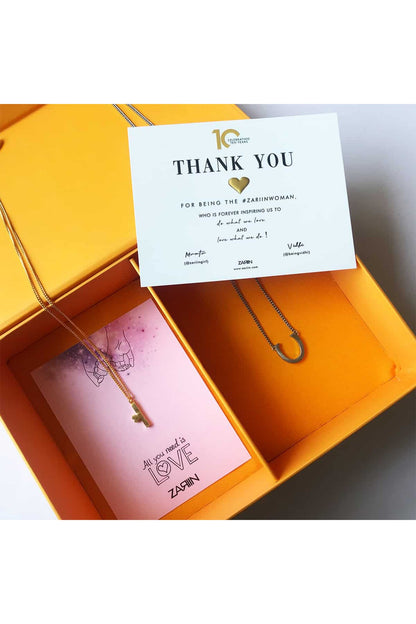 Gold Plated Couple Pendant Necklace (Set of 2) In Gift Box
