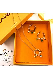 Gold Plated Moon Motifs Necklace Set In Gift Box