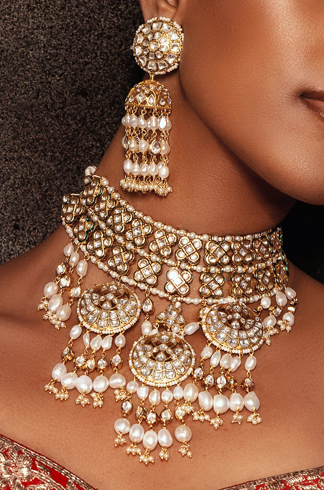 Pearl & Polki Bridal Necklace Set