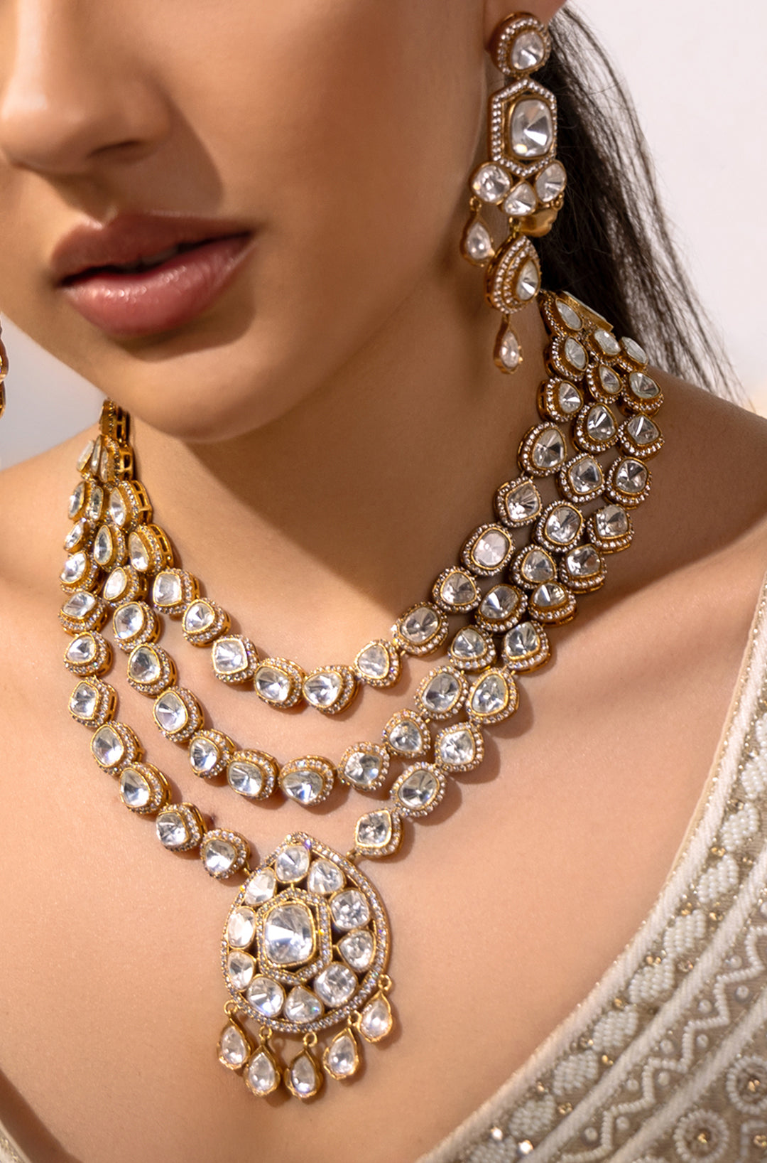 Polki Bridal Layered Necklace Set-1